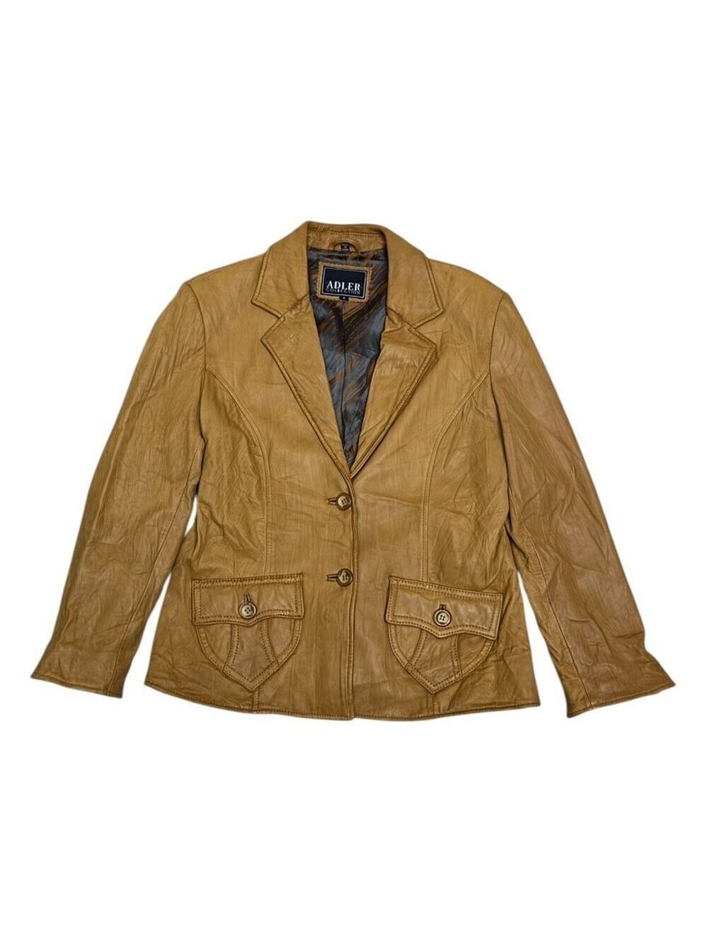 ADLER New Zealand LAMBSKIN Leather Brown Designer Jacket Womens Small
